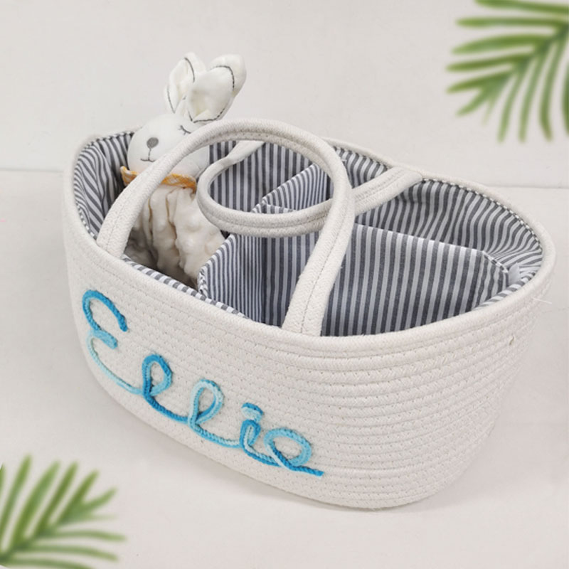 Baby Name Basket Rainbow Yarn Rope Baby Gift Basket