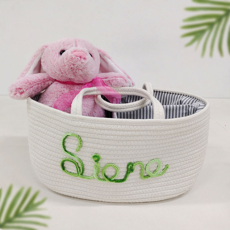 Baby Name Basket Rainbow Yarn Rope Baby Gift Basket