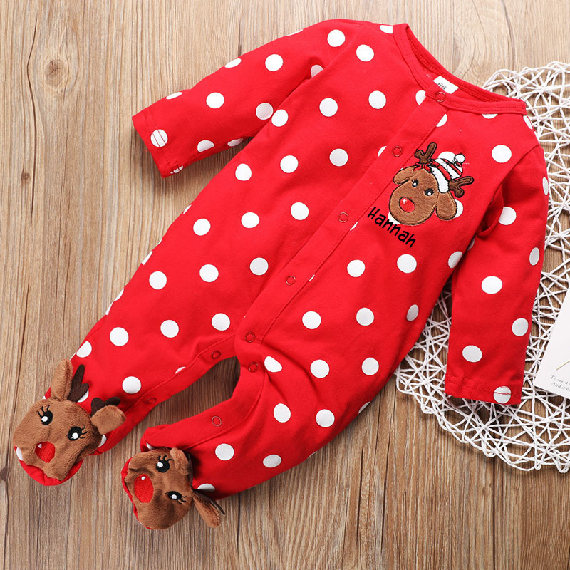 Baby Newborn Christmas outfit reindeer footed babygrow