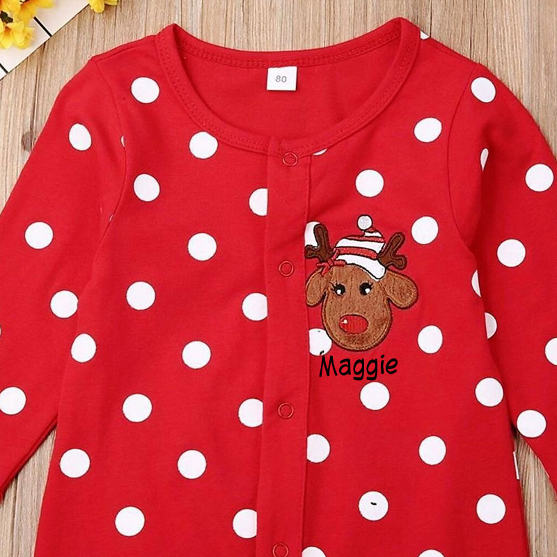Baby Newborn Christmas outfit reindeer footed babygrow