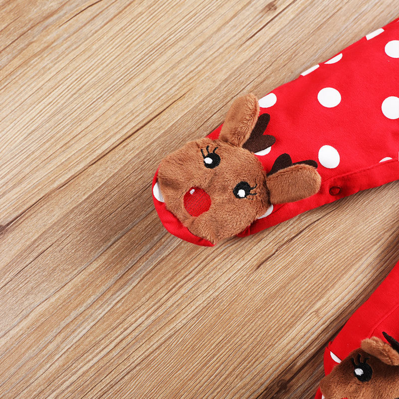 Baby Newborn Christmas outfit reindeer footed babygrow