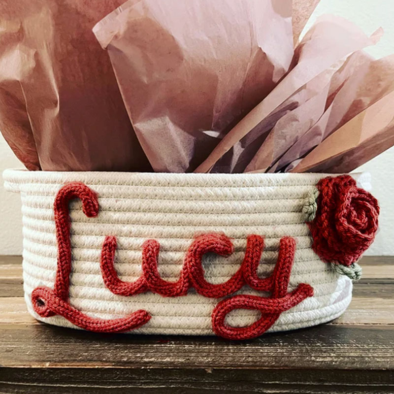 Baby Shower Rope Cotton Basket Flowers Design