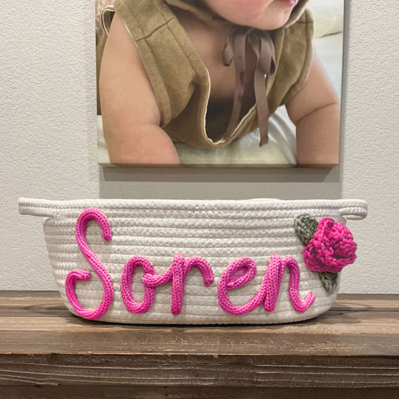 Baby Shower Rope Cotton Basket Flowers Design