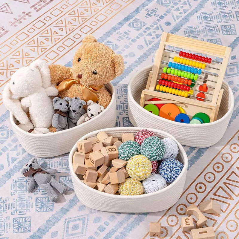 Baby Shower Rope Cotton Basket Flowers Design