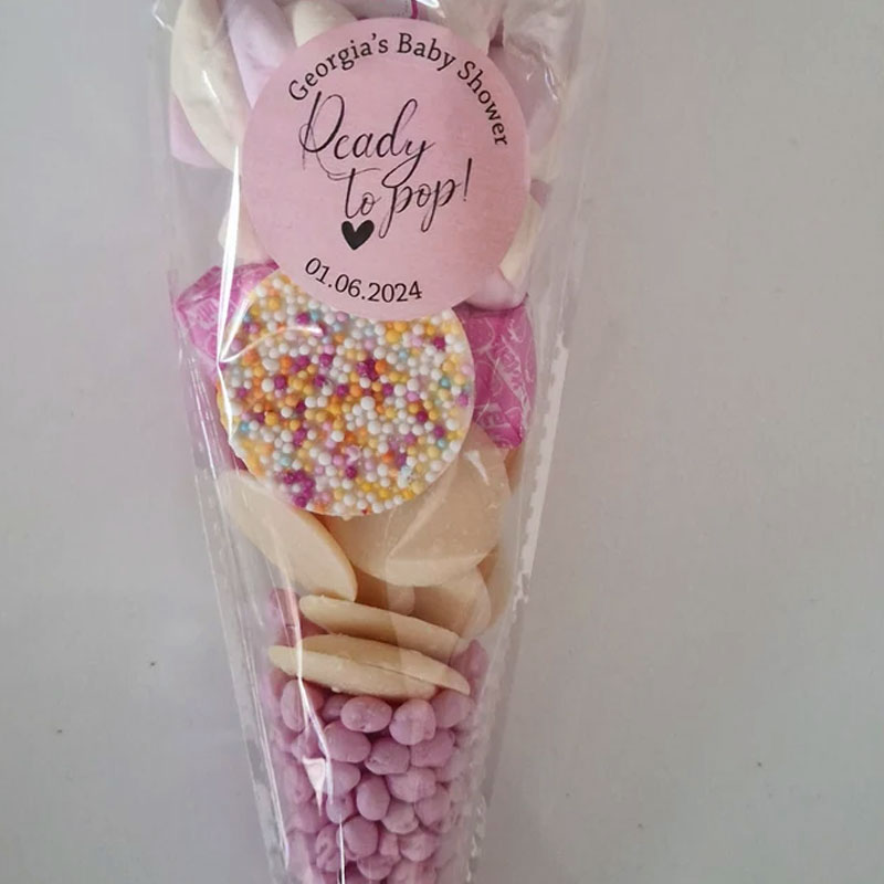 Baby Shower Stickers Thank You Popcorn Cone stickers