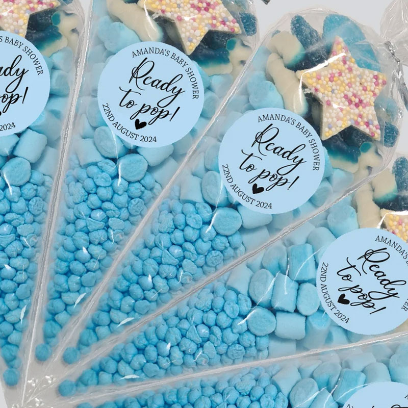Baby Shower Stickers Thank You Popcorn Cone stickers