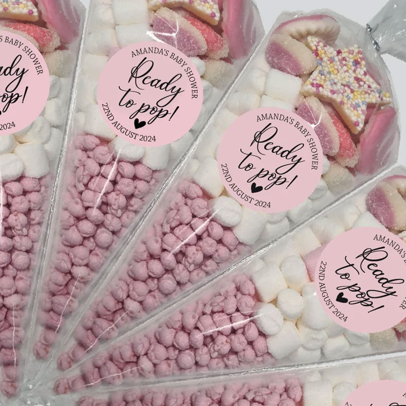 Baby Shower Stickers Thank You Popcorn Cone stickers