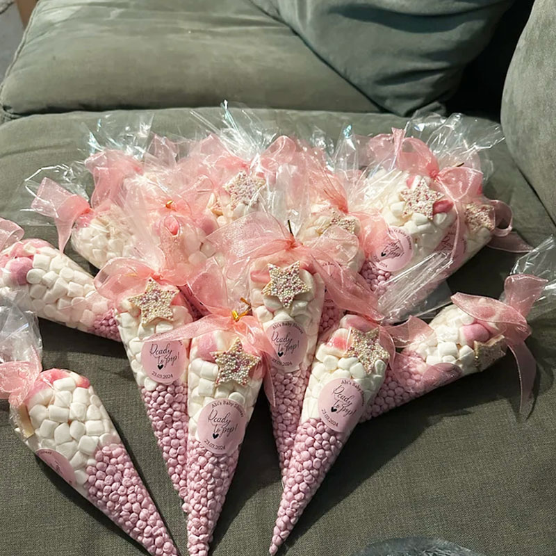 Baby Shower Stickers Thank You Popcorn Cone stickers