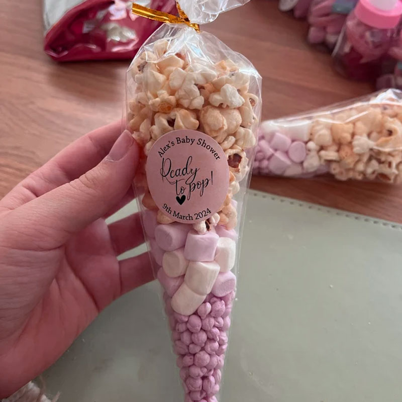 Baby Shower Stickers Thank You Popcorn Cone stickers