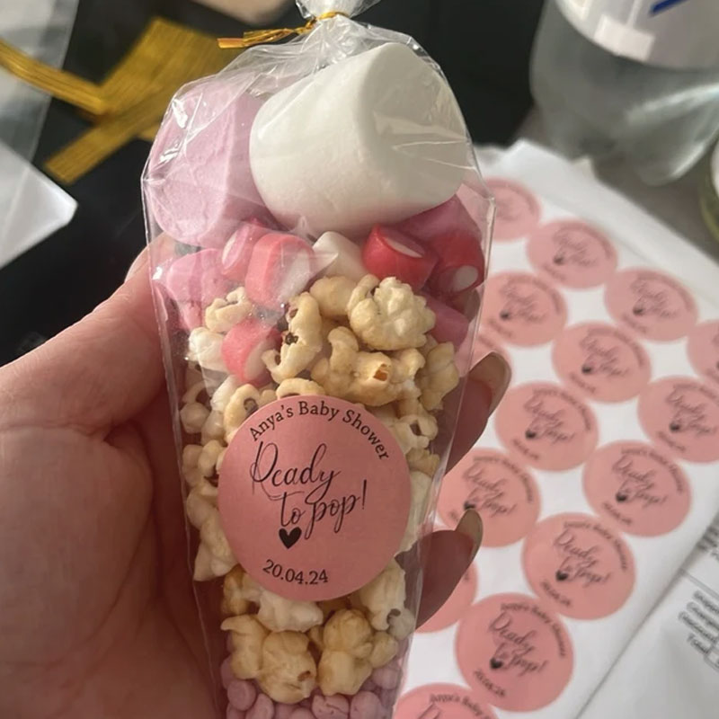 Baby Shower Stickers Thank You Popcorn Cone stickers