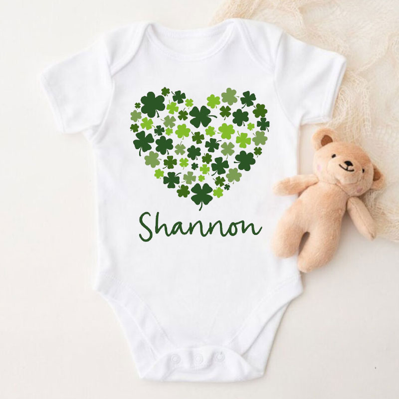 Baby St Patricks Day Outfit Heart Shamrocks