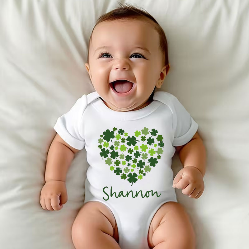 Baby St Patricks Day Outfit Heart Shamrocks