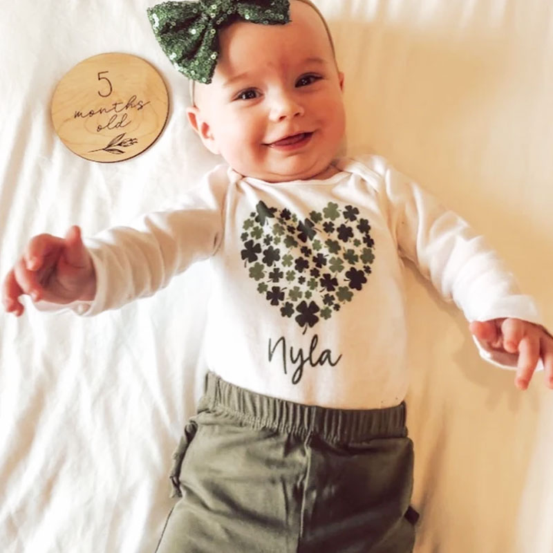 Baby St Patricks Day Outfit Heart Shamrocks