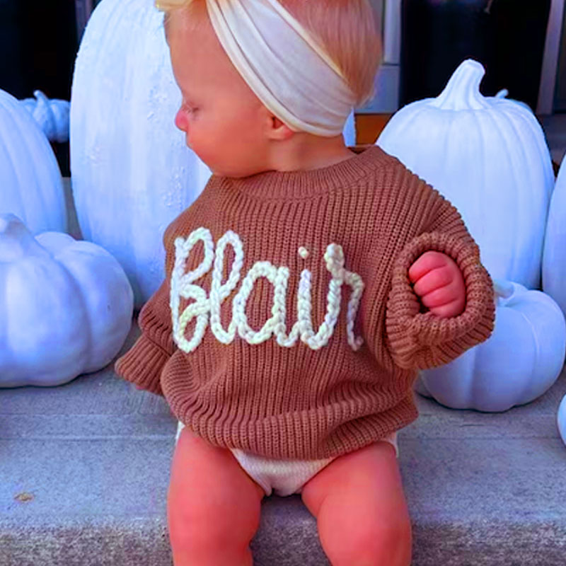 Baby Sweater Hand Embroidered Name Baby Girl Gifts