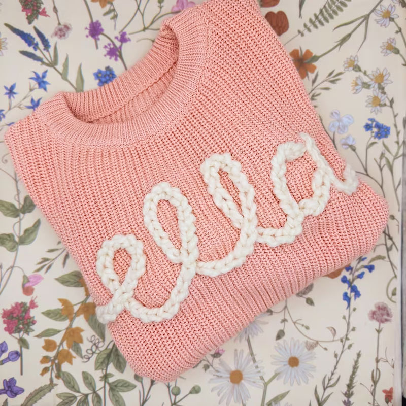 Baby Sweater Hand Embroidered Name Baby Girl Gifts