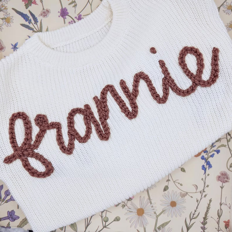 Baby Sweater Hand Embroidered Name Baby Girl Gifts