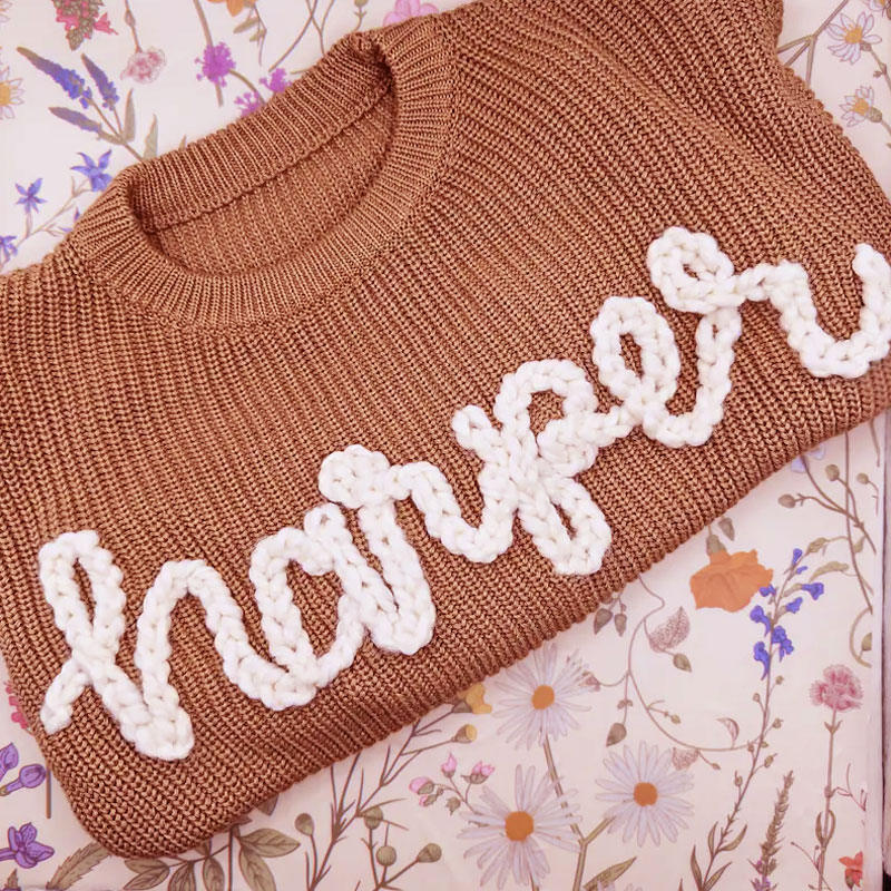 Baby Sweater Hand Embroidered Name Baby Girl Gifts