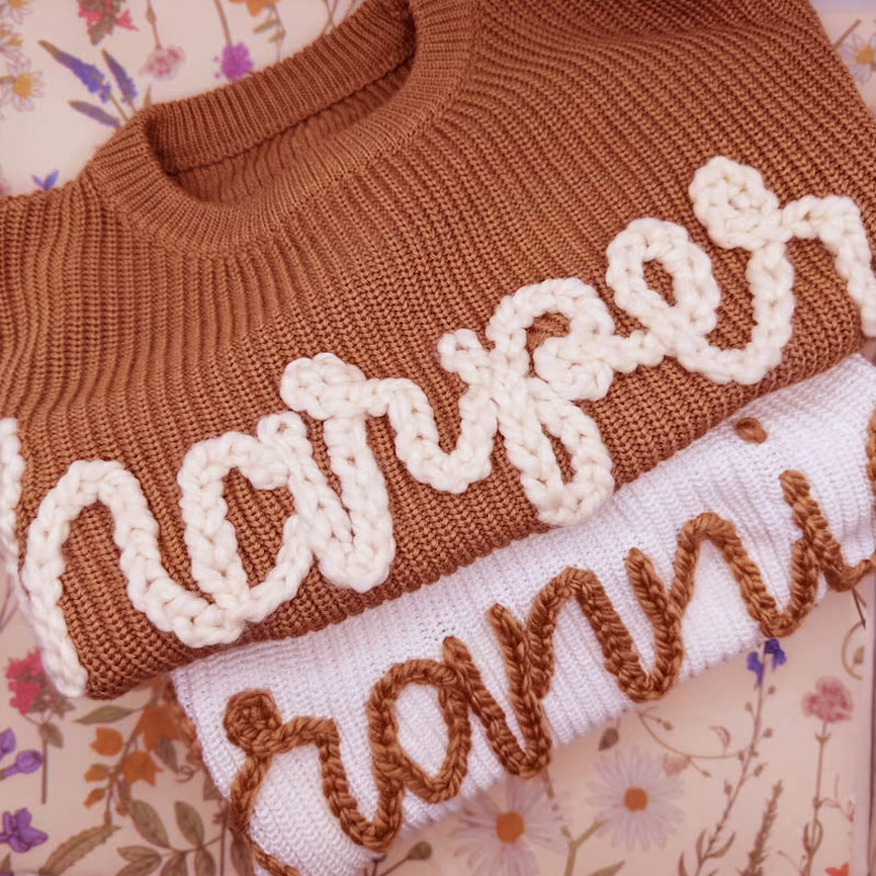 Baby Sweater Hand Embroidered Name Baby Girl Gifts
