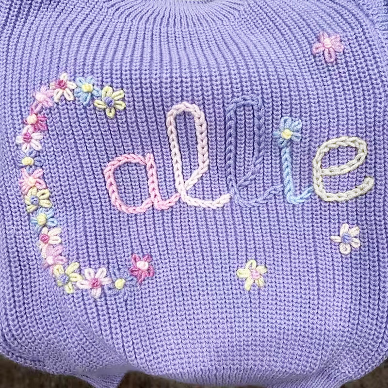 Baby Sweater Hand Embroidered Name and Monogram