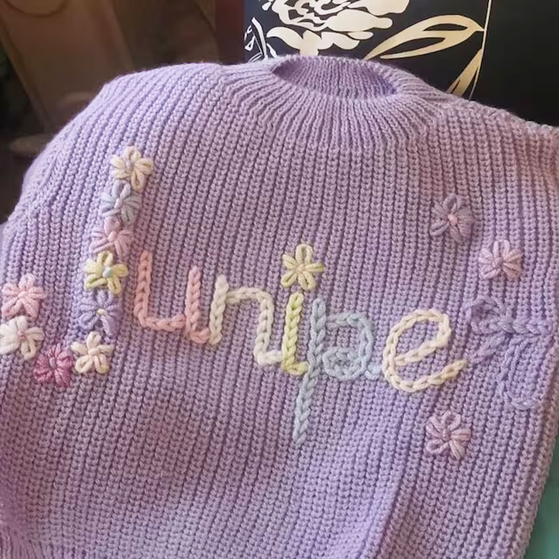 Baby Sweater Hand Embroidered Name and Monogram