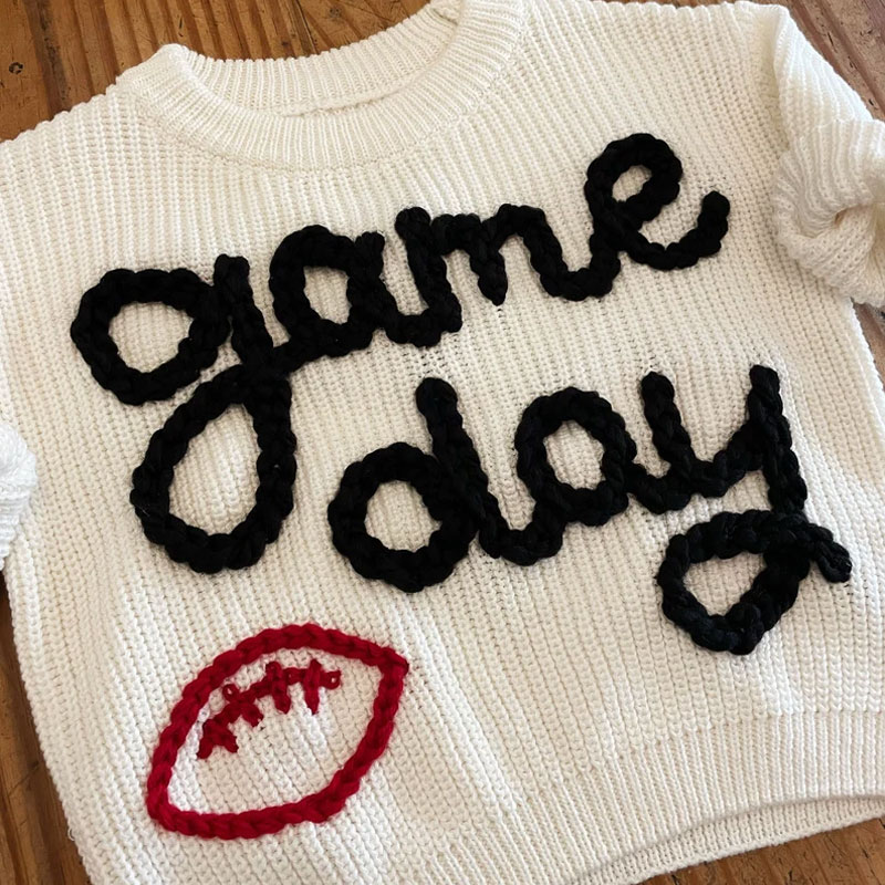 Baby Team Game Day football hand embroidered Sweater