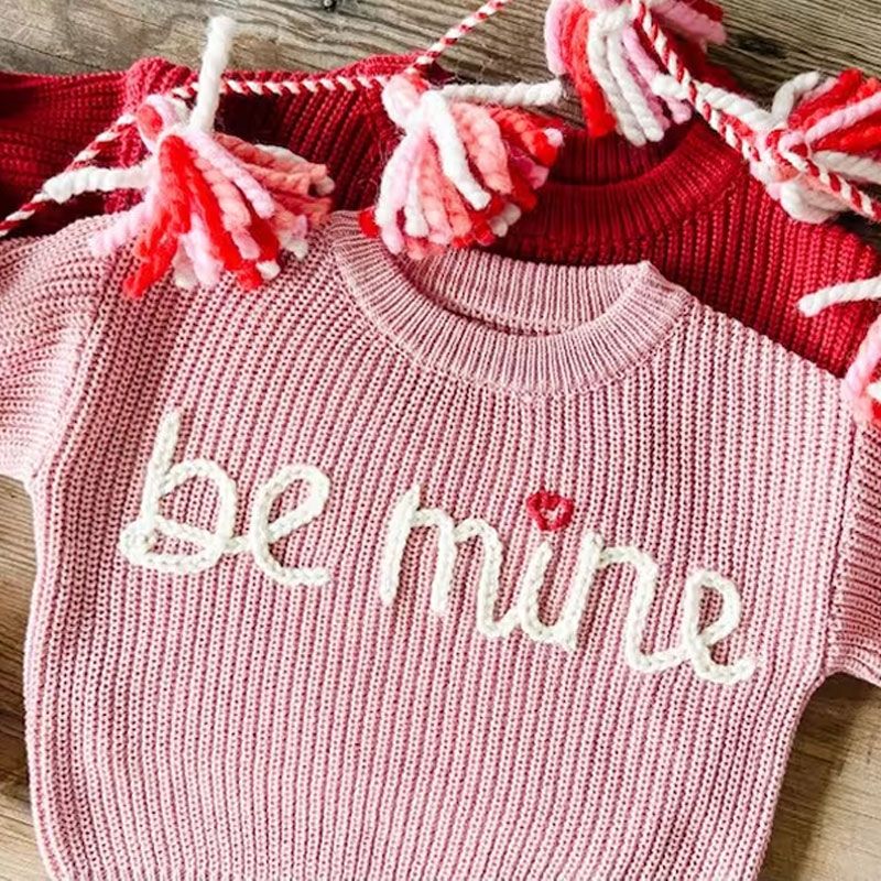 Baby Valentine's Day Outfit Hand Embroidered Sweater