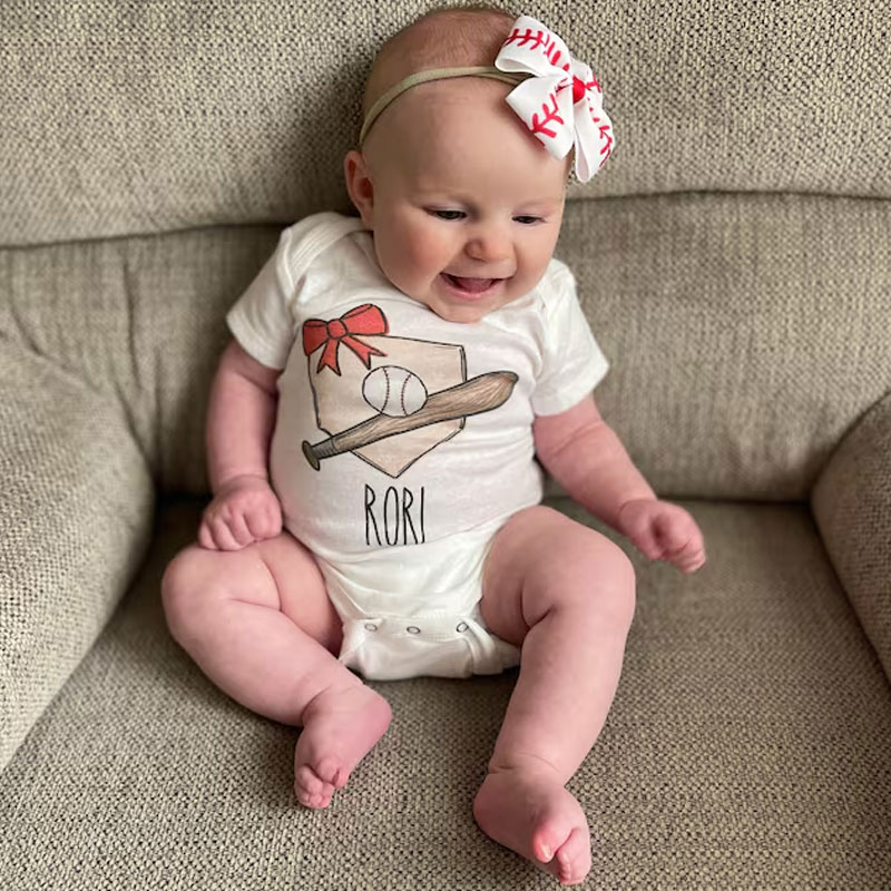Baby baseball Onesie baby announcement Bodysuit