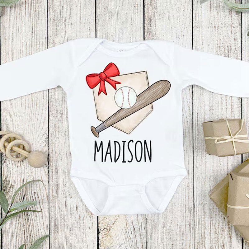 Baby baseball Onesie baby announcement Bodysuit