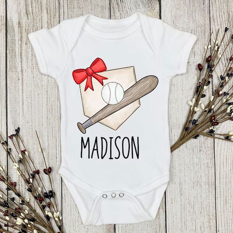 Baby baseball Onesie baby announcement Bodysuit