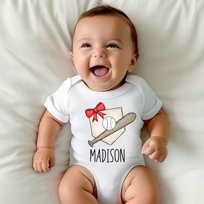 Baby baseball Onesie baby announcement Bodysuit