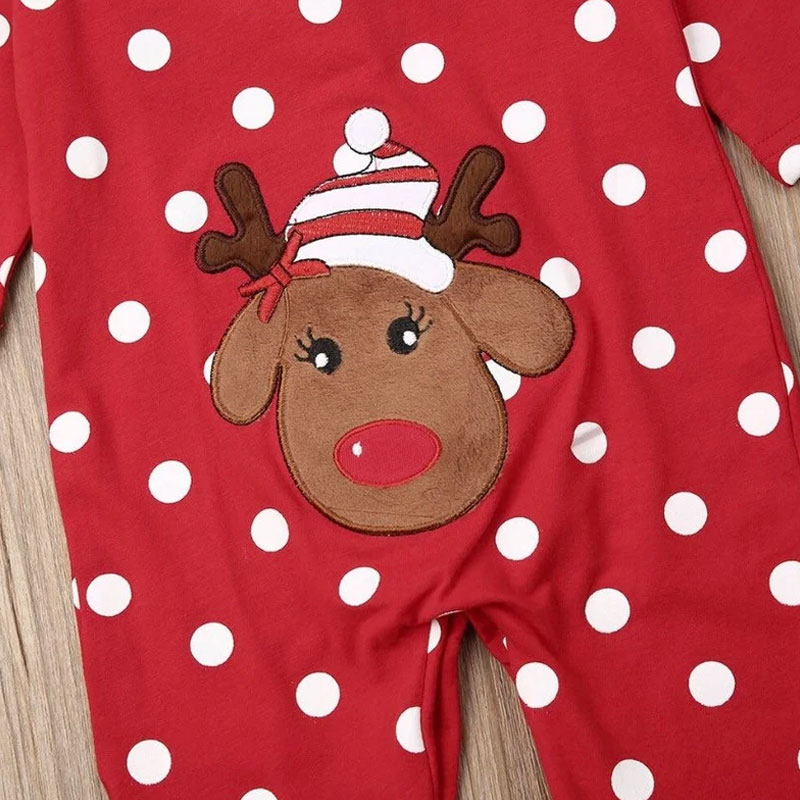 Baby girl boy newborn Christmas outfit reindeer footed babygrow
