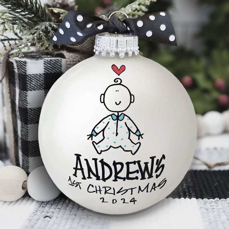 Baby's First Christmas Ornament Handprinted Gift