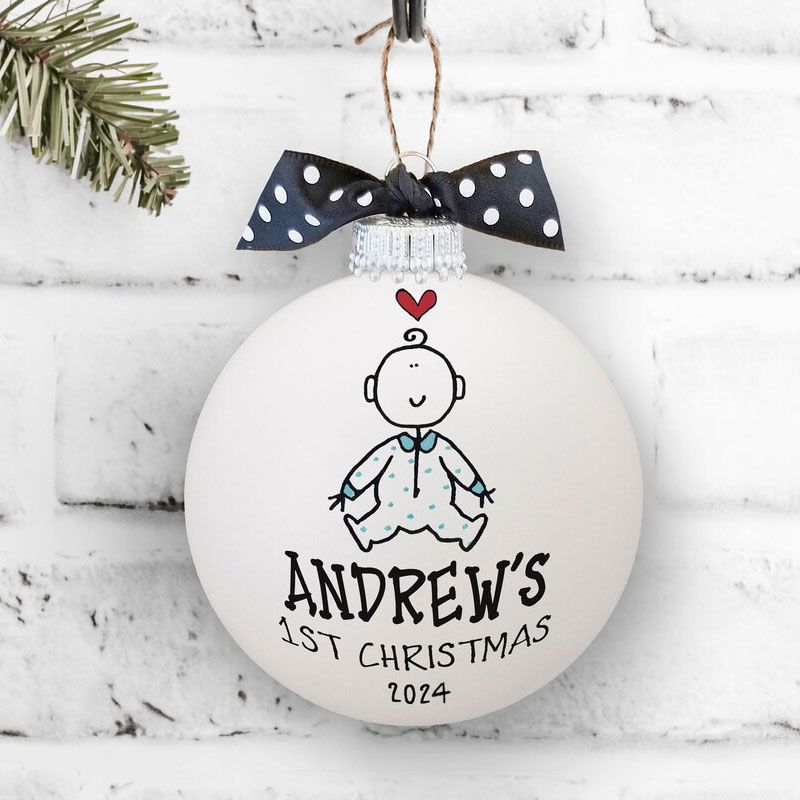 Baby's First Christmas Ornament Handprinted Gift