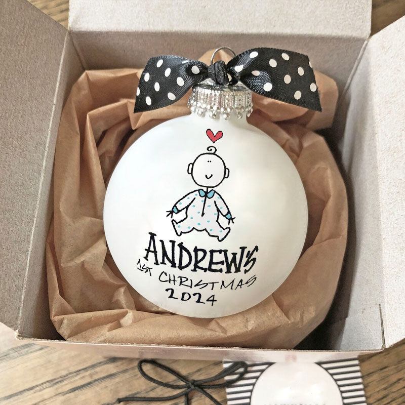 Baby's First Christmas Ornament Handprinted Gift
