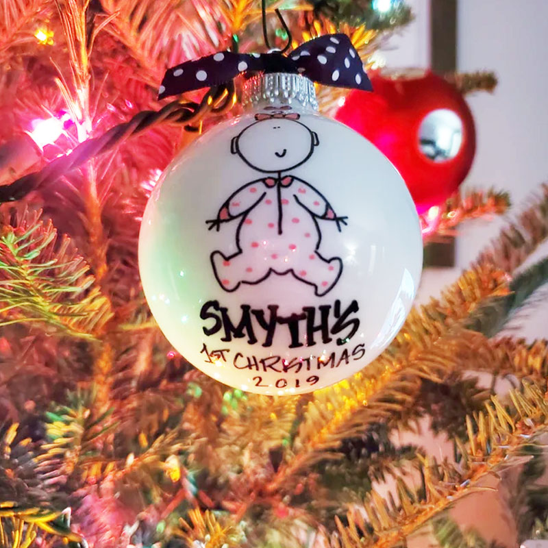 Baby's First Christmas Ornament Handprinted Gift