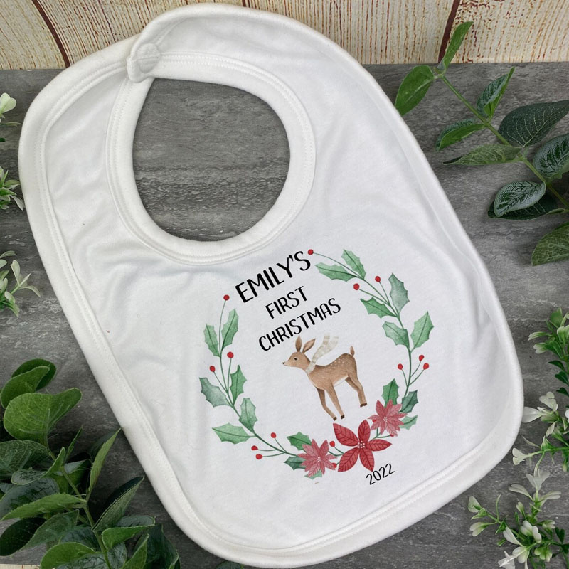 Baby's First Christmas Reindeer Bib