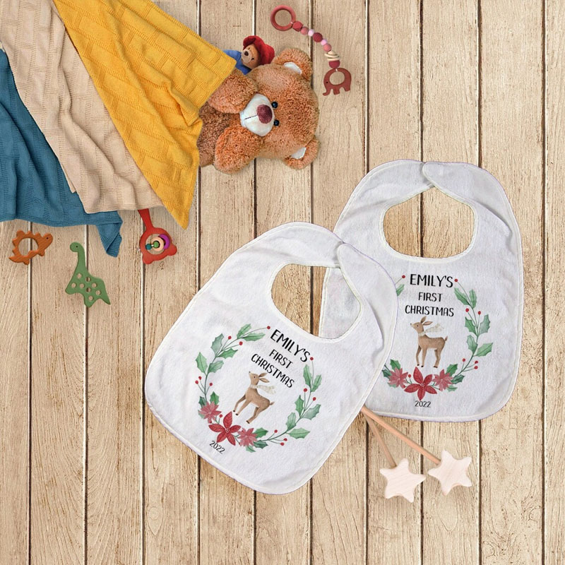 Baby's First Christmas Reindeer Bib