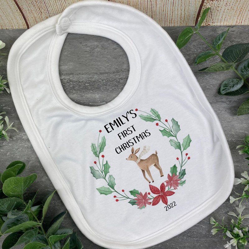 Baby's First Christmas Reindeer Bib