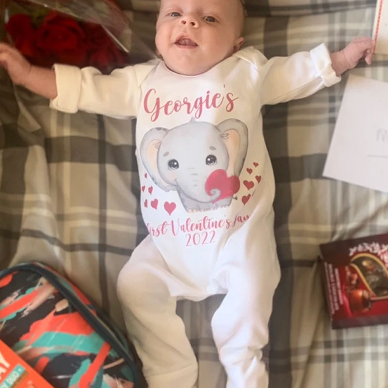 Baby's First Valentine's Day Keepsake Sleepsuit