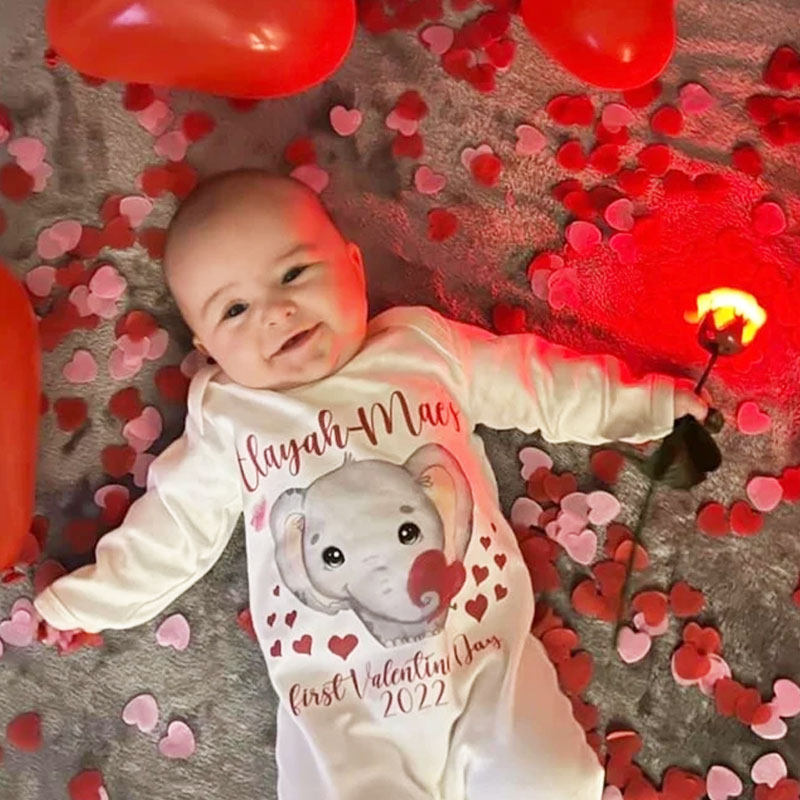 Baby's First Valentine's Day Keepsake Sleepsuit