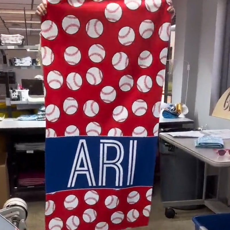 Baseball Theme Personalized Kids Beach Towels