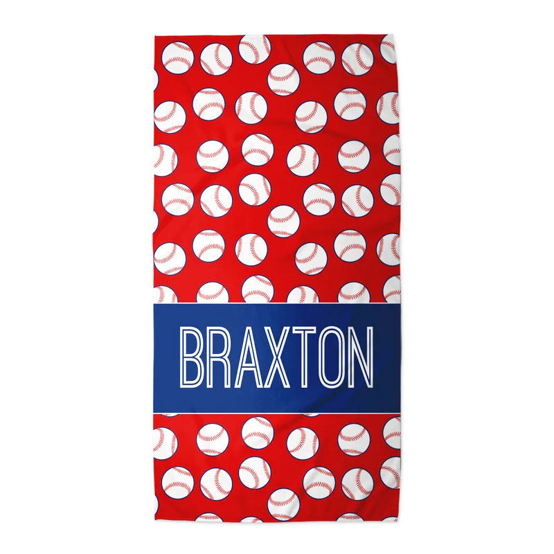 Baseball Theme Personalized Kids Beach Towels