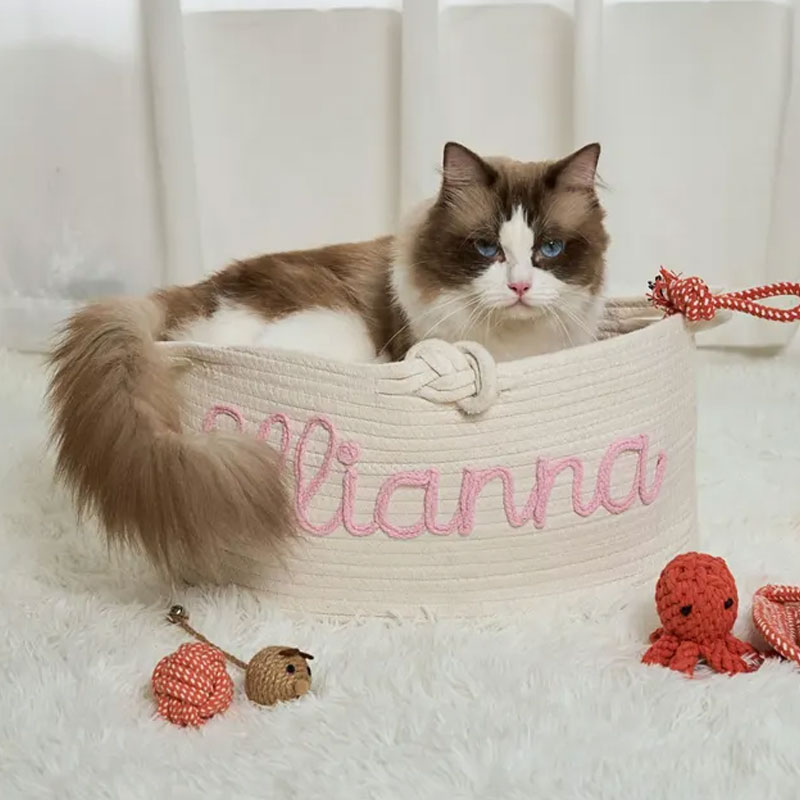 Personalized Toys Storage with Multi-Colour Knitted Yarn Name