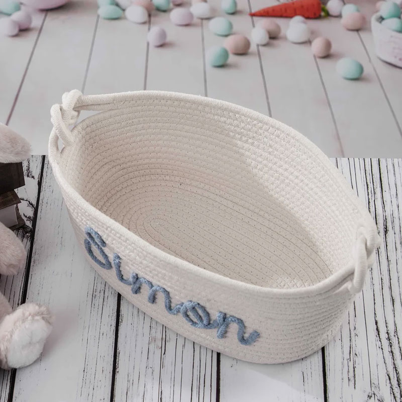 Personalized Toys Storage with Multi-Colour Knitted Yarn Name