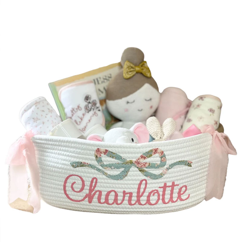 Beautiful Bow Birthday Gift Basket Baby Shower Basket