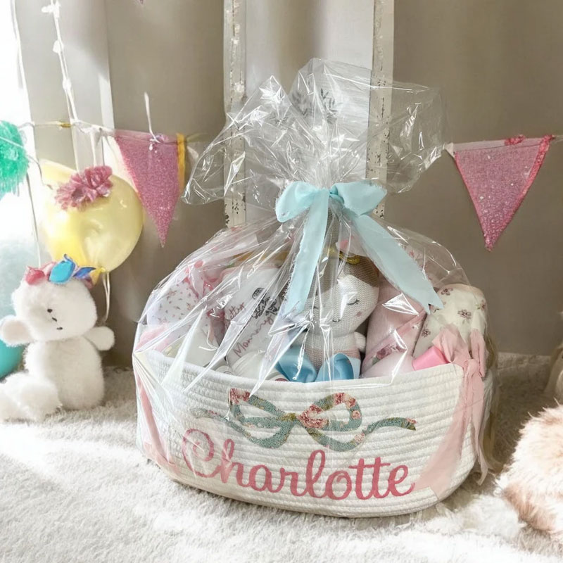 Beautiful Bow Birthday Gift Basket Baby Shower Basket