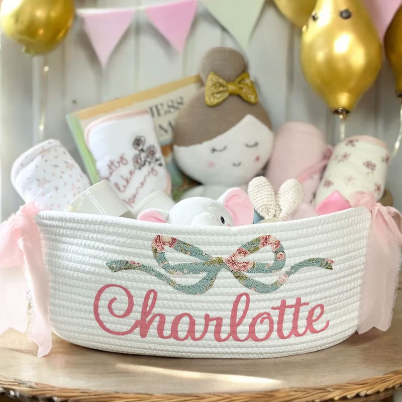 Beautiful Bow Birthday Gift Basket Baby Shower Basket