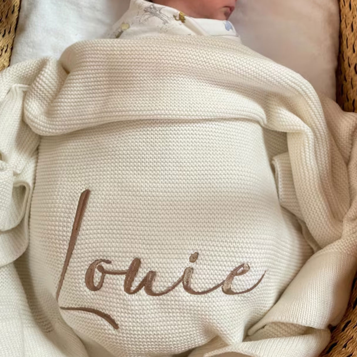 Embroidered Knit Baby Blanket