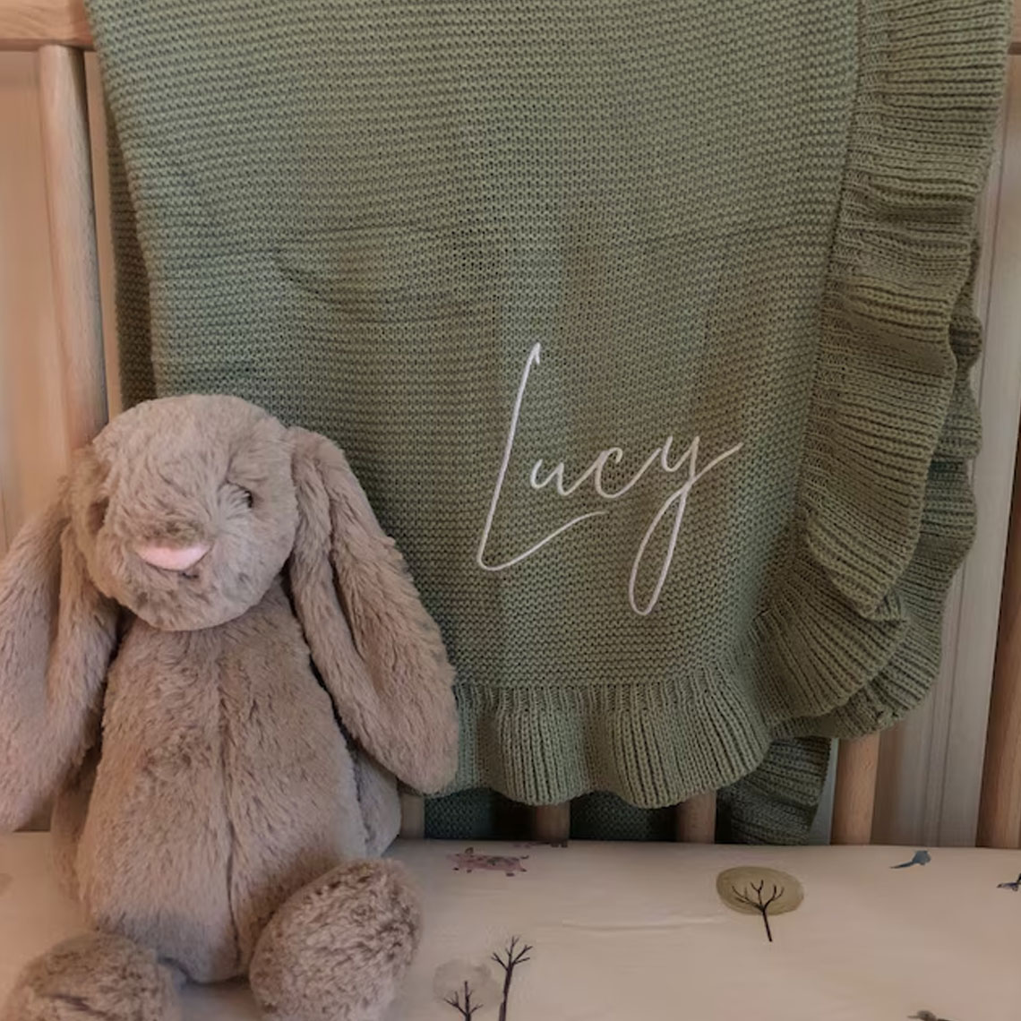 Embroidered Knit Baby Blanket