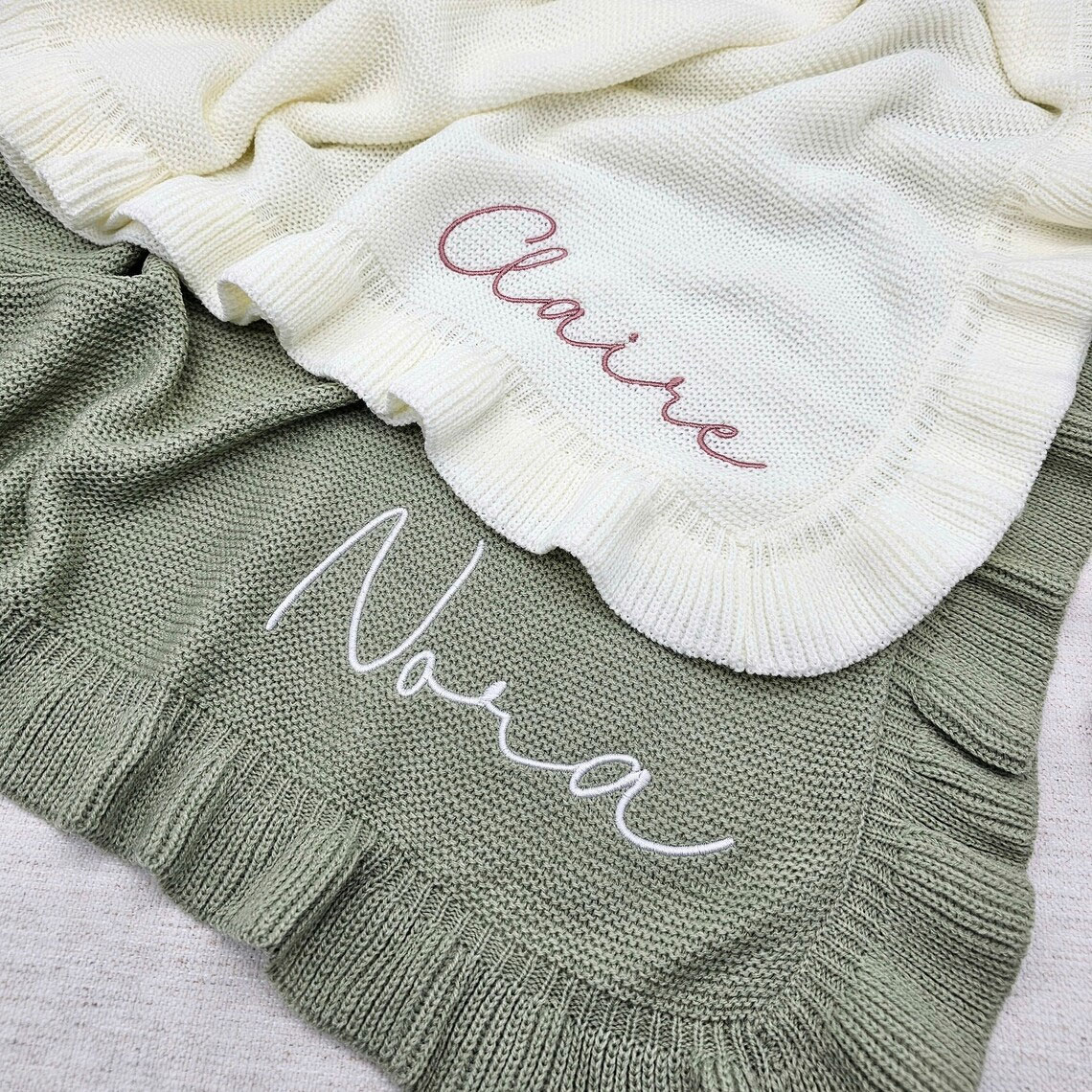 Embroidered Knit Baby Blanket